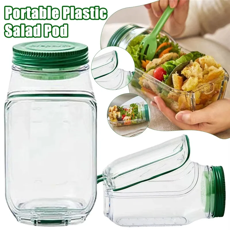 Breakfast Fruit Storage Box Interval Salad Box Crisper Container Leakproof Plastic Salad Pod Containers Keep Fresh Glass Jars