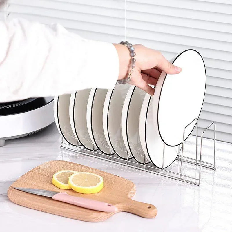 1Pc Stainless Steel Dish Rack Kitchen Dish Pan Plate Draining Rack