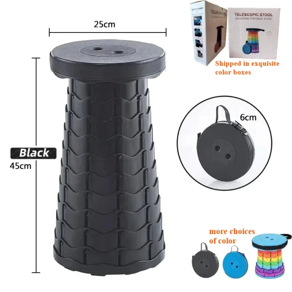 Fishing Stool, Folding and Telescopic Stool, Outdoor Camping Stall Stool, Adjustable Plastic Portable Telescopic Stool Camping