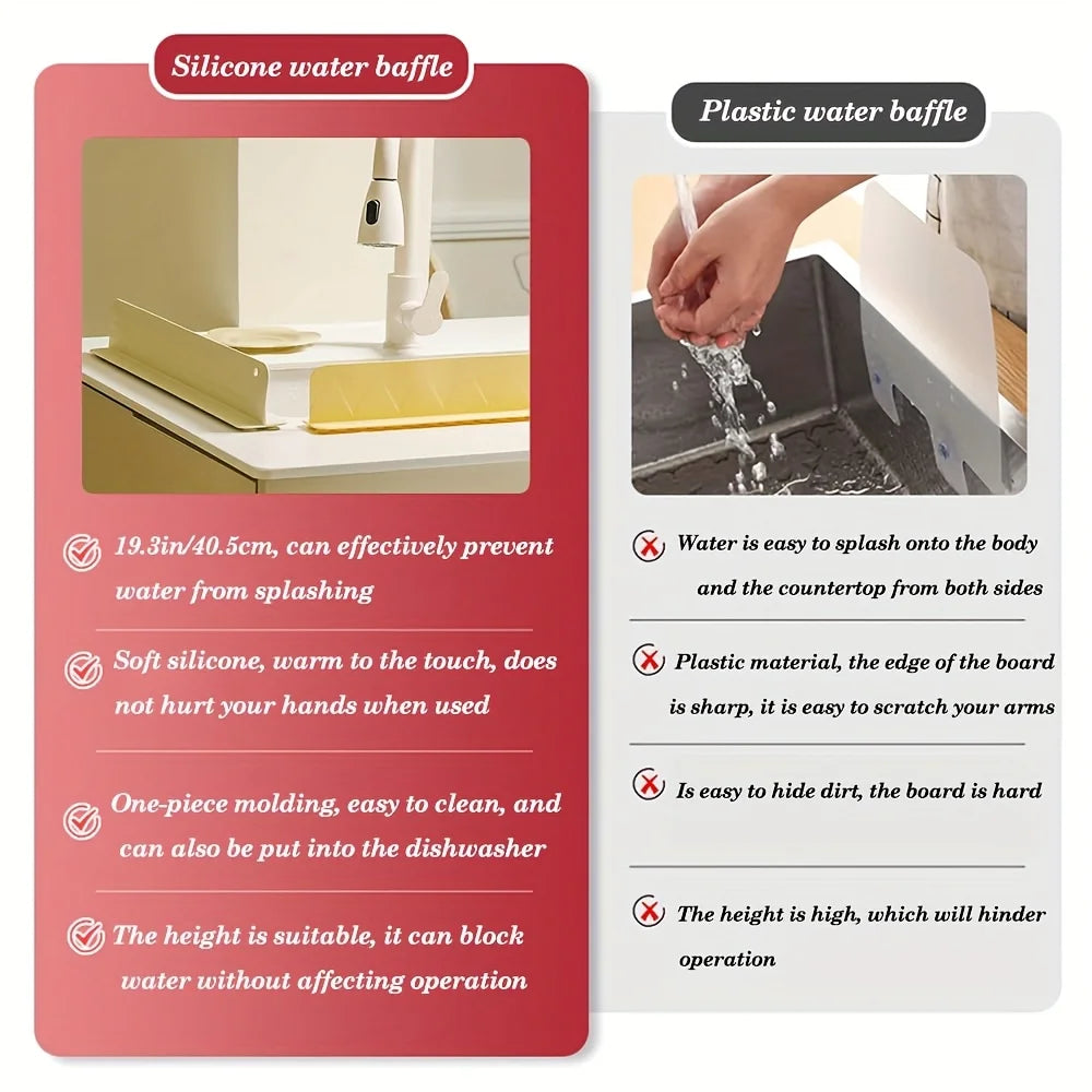 Silicone Sink Baffle Splash Proof Guard Protect Clothes From Splashing Water For Washing Dishes And Vegetables Kitchen Supplies