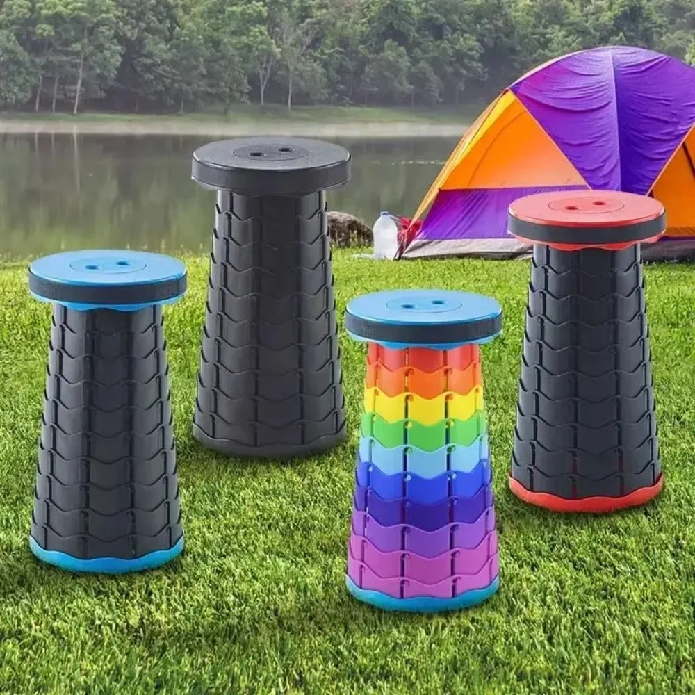 Fishing Stool, Folding and Telescopic Stool, Outdoor Camping Stall Stool, Adjustable Plastic Portable Telescopic Stool Camping