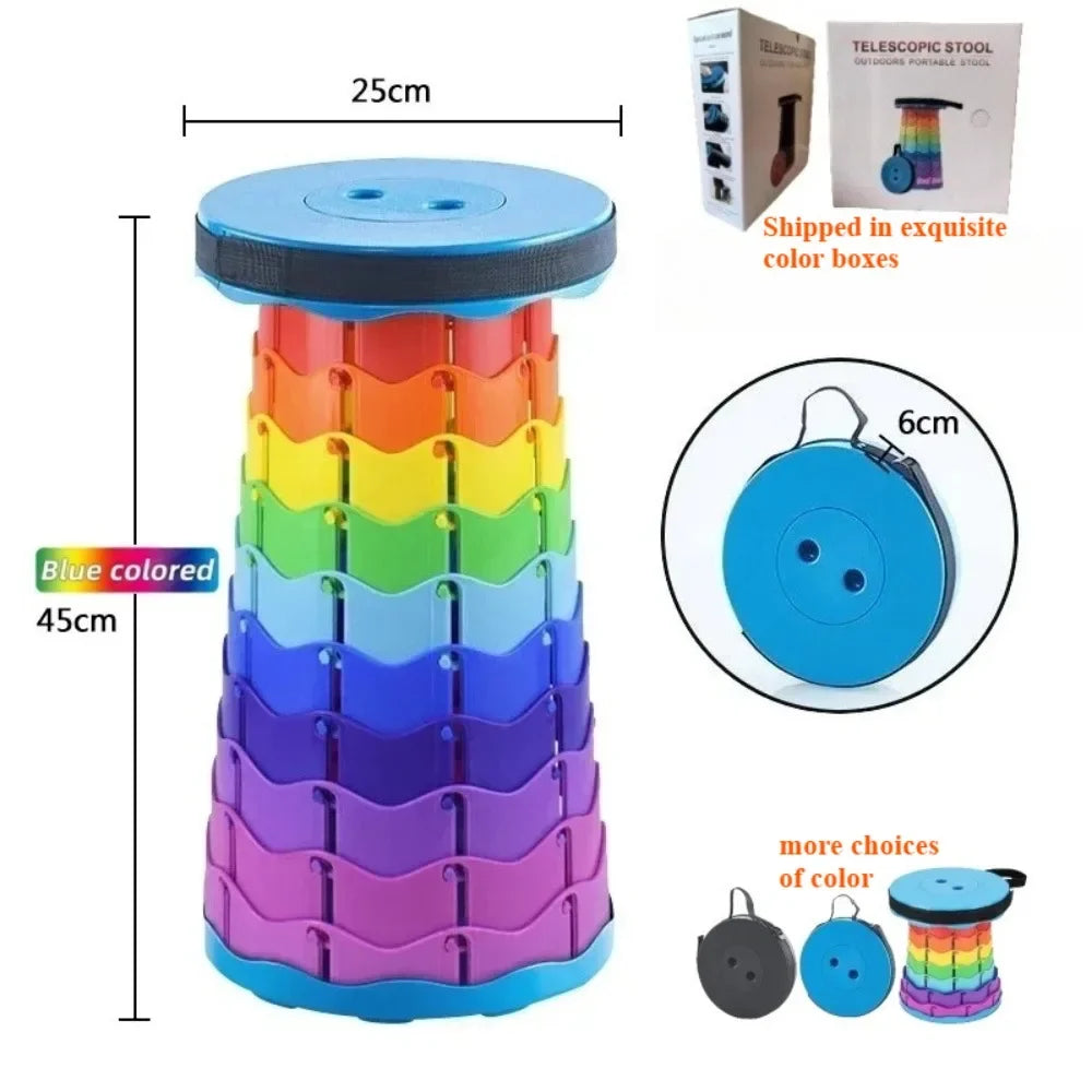 Fishing Stool, Folding and Telescopic Stool, Outdoor Camping Stall Stool, Adjustable Plastic Portable Telescopic Stool Camping